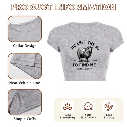 He Left The 99 Sheep Vintage Faith Graphic Crop Top