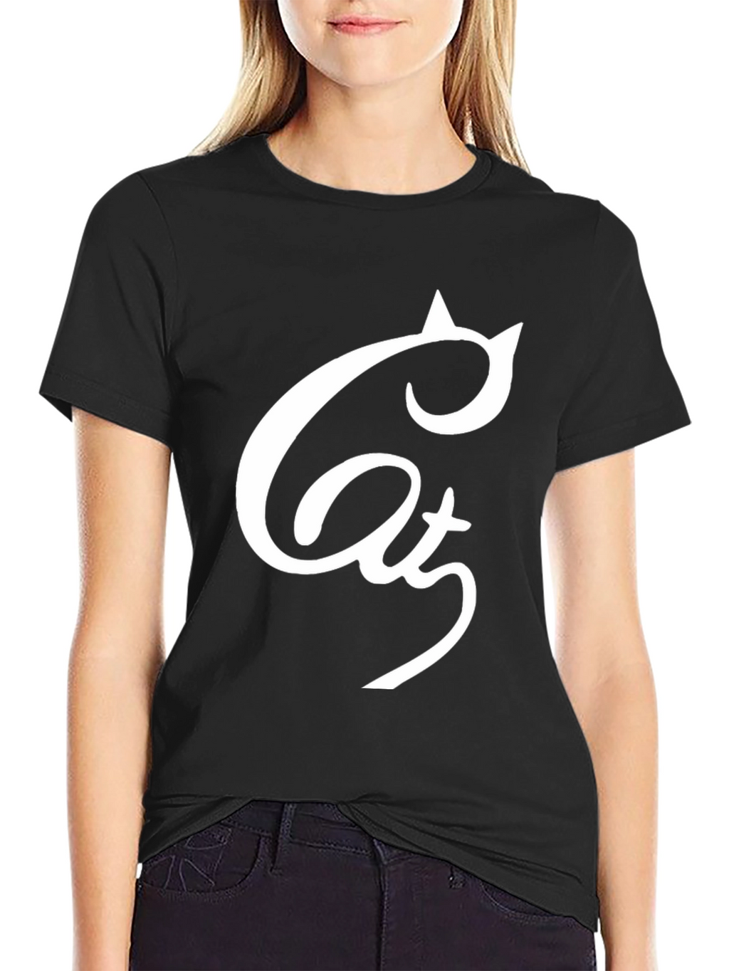 Cat Graphic Black T-Shirt