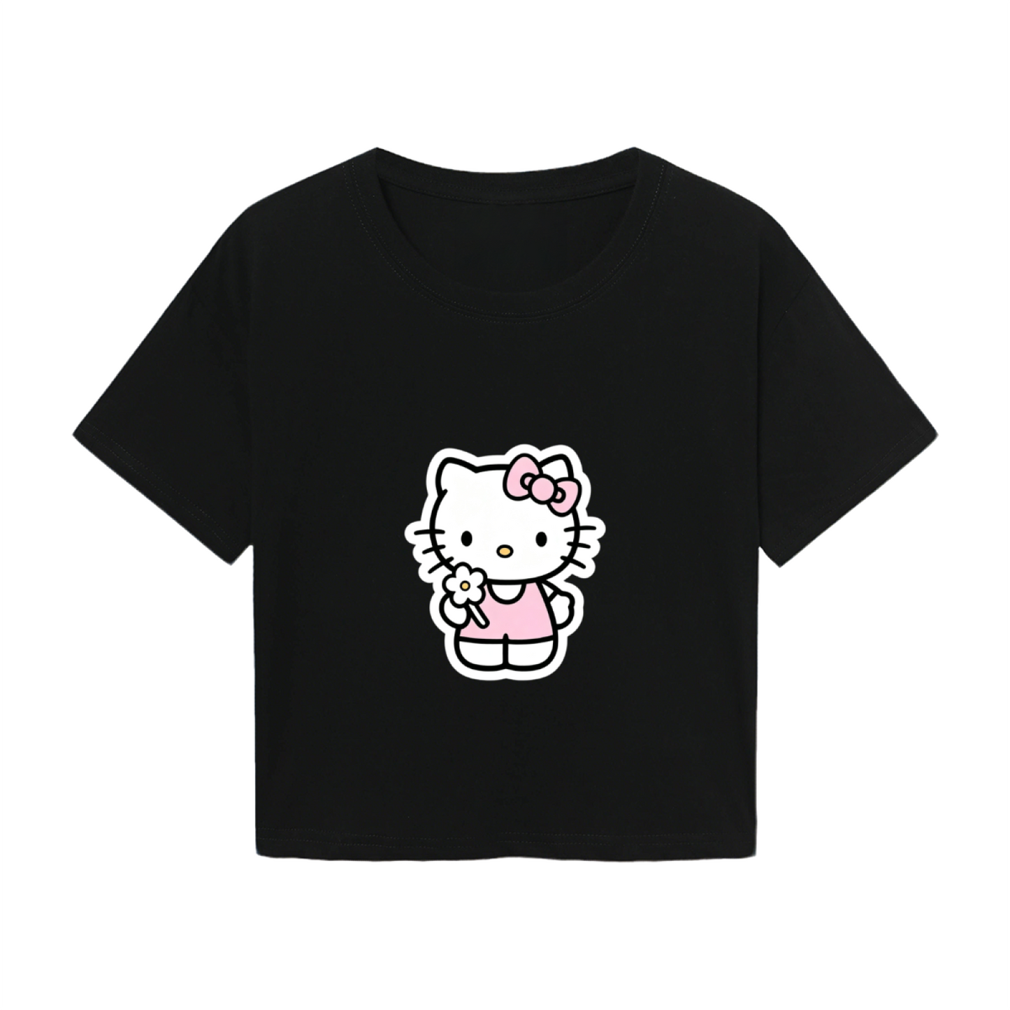 Sweet Hello Kitty With Flower Cute Y2K Cropped T?Shirt