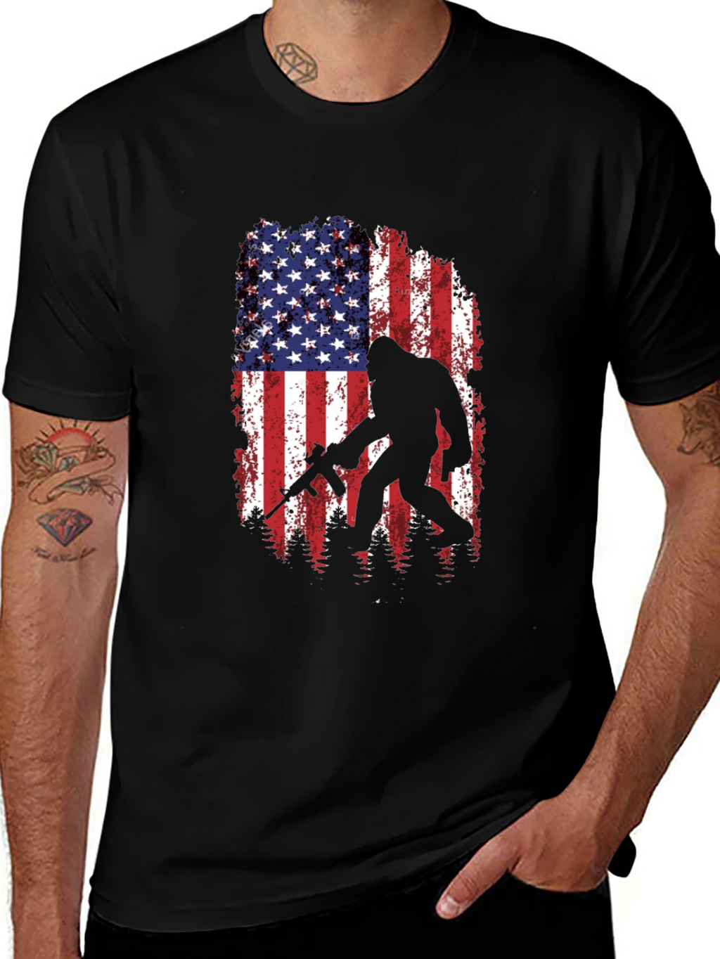 American Flag Bigfoot AR-15 T-Shirt