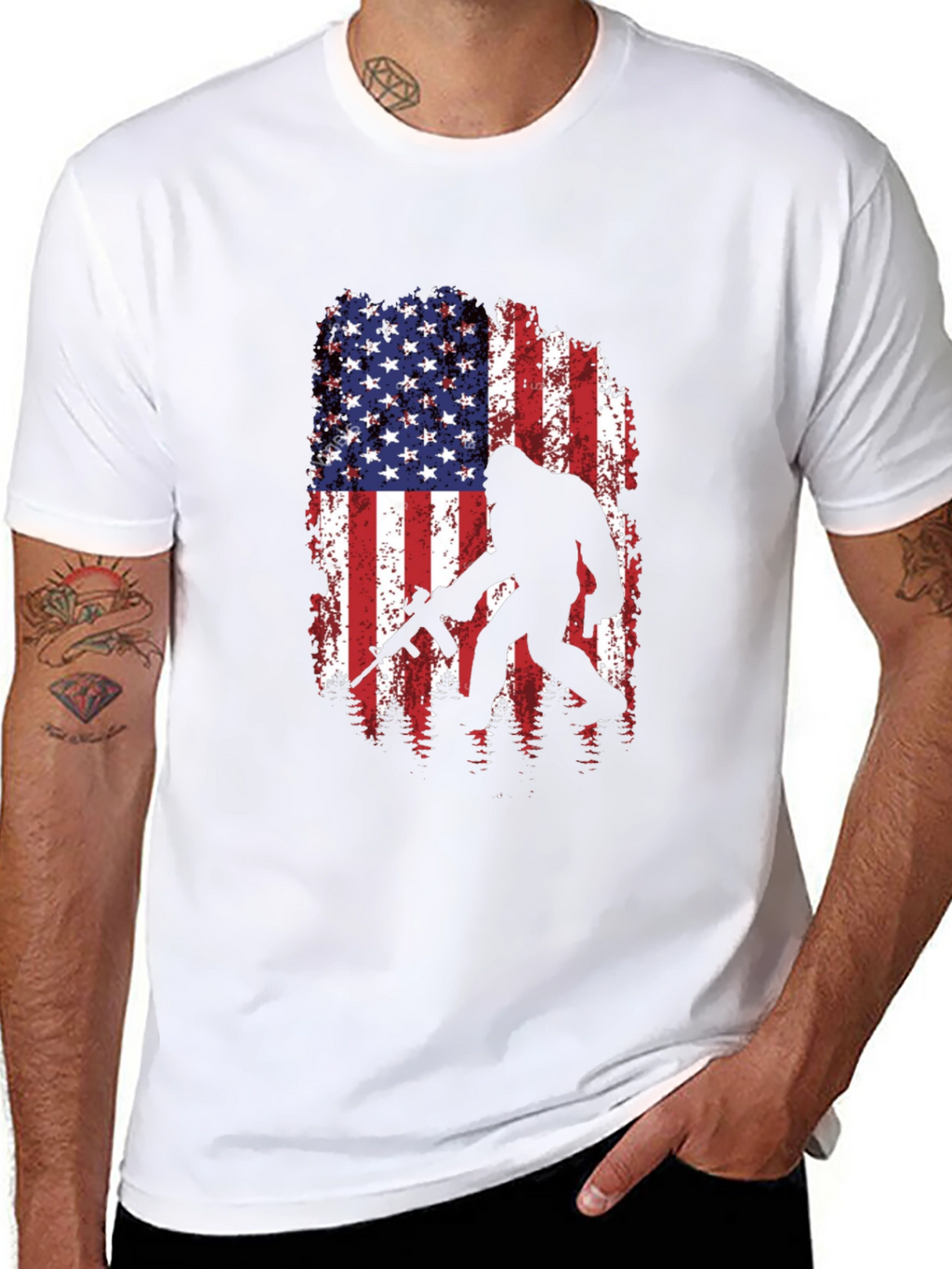 American Flag Bigfoot AR-15 T-Shirt