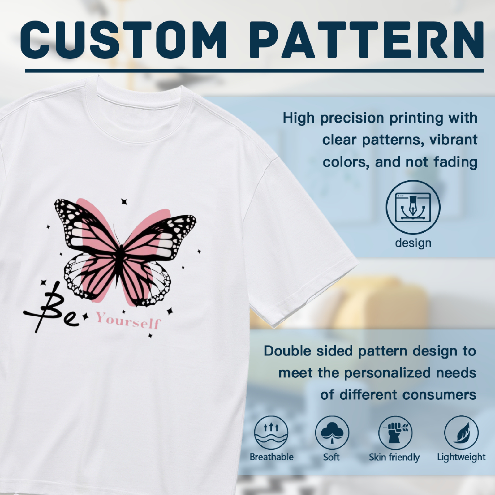 Be Yourself Pink Double Butterfly Star Aesthetic Self Love Graphic Tee