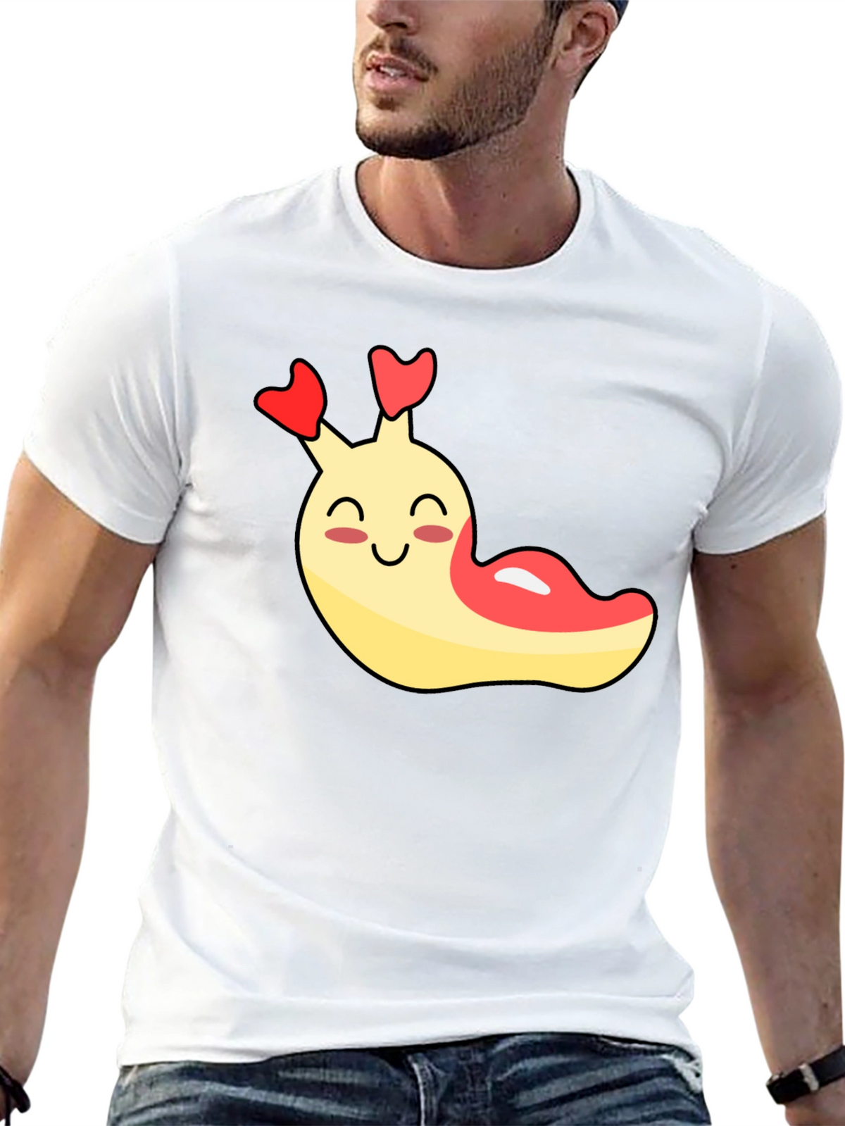 Cute Cartoon Slug Graphic Black T-Shirt