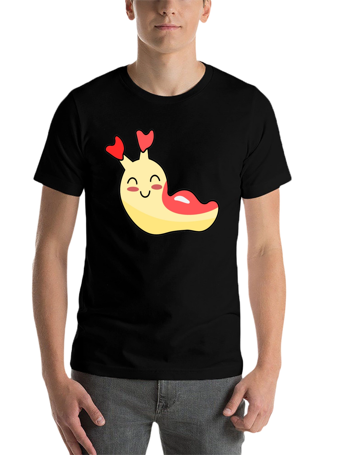 Cute Cartoon Slug Graphic Black T-Shirt