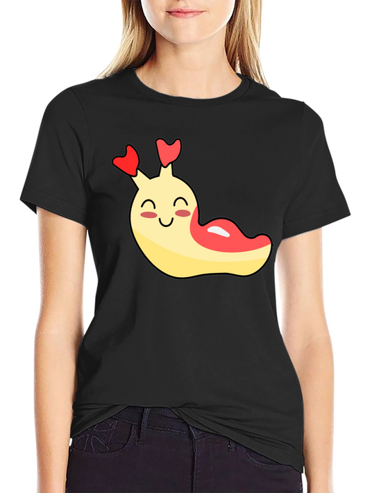 Cute Cartoon Slug Graphic Black T-Shirt