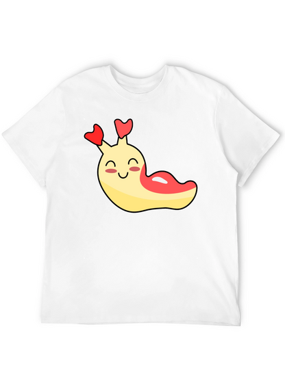 Cute Cartoon Slug Graphic Black T-Shirt