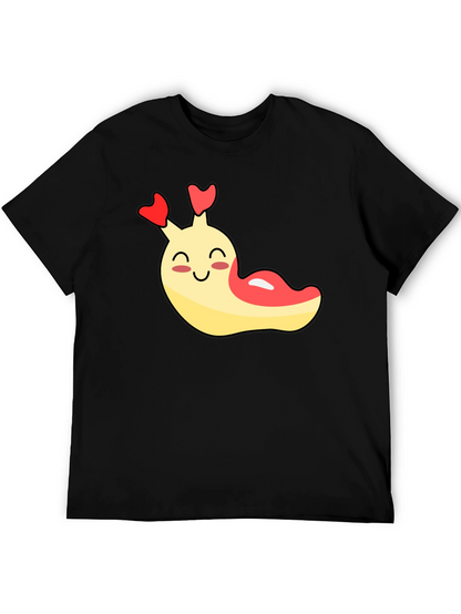 Cute Cartoon Slug Graphic Black T-Shirt
