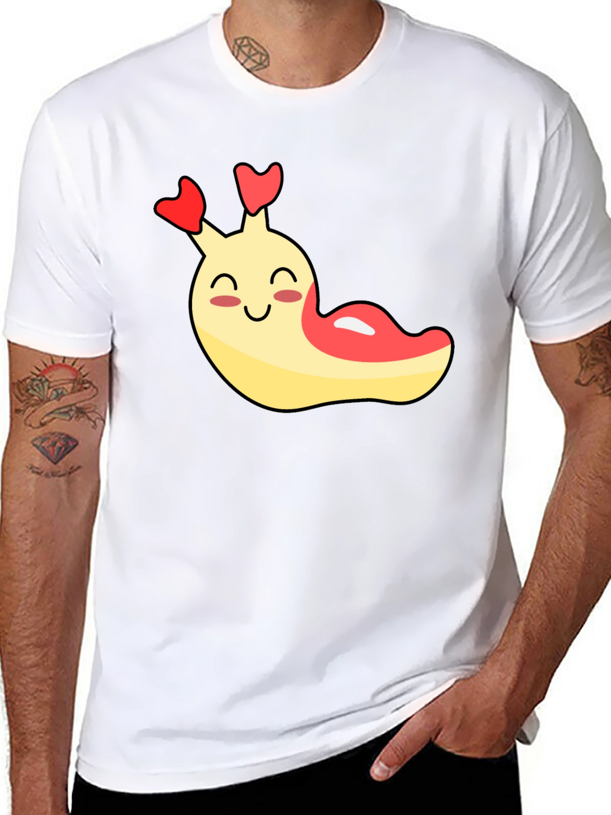 Cute Cartoon Slug Graphic Black T-Shirt