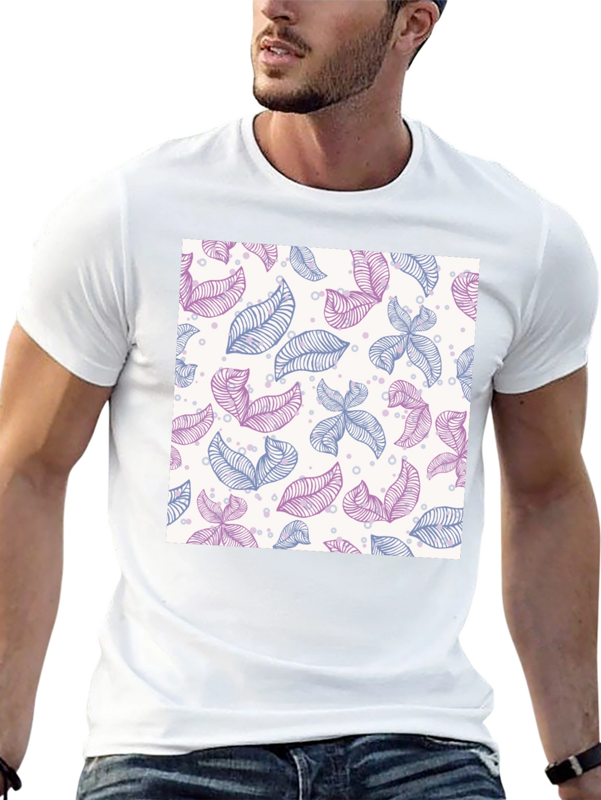 Leaf Pattern T-Shirt - Stylish Casual Wear