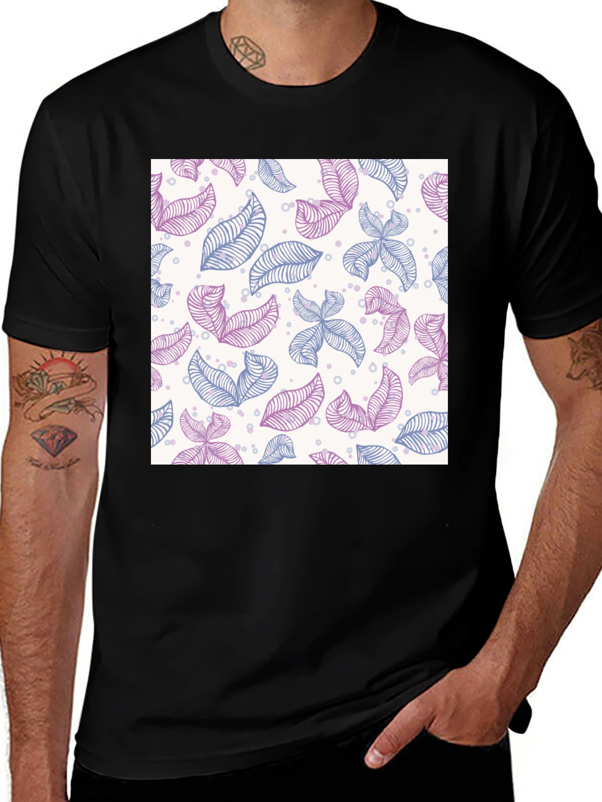 Leaf Pattern T-Shirt - Stylish Casual Wear