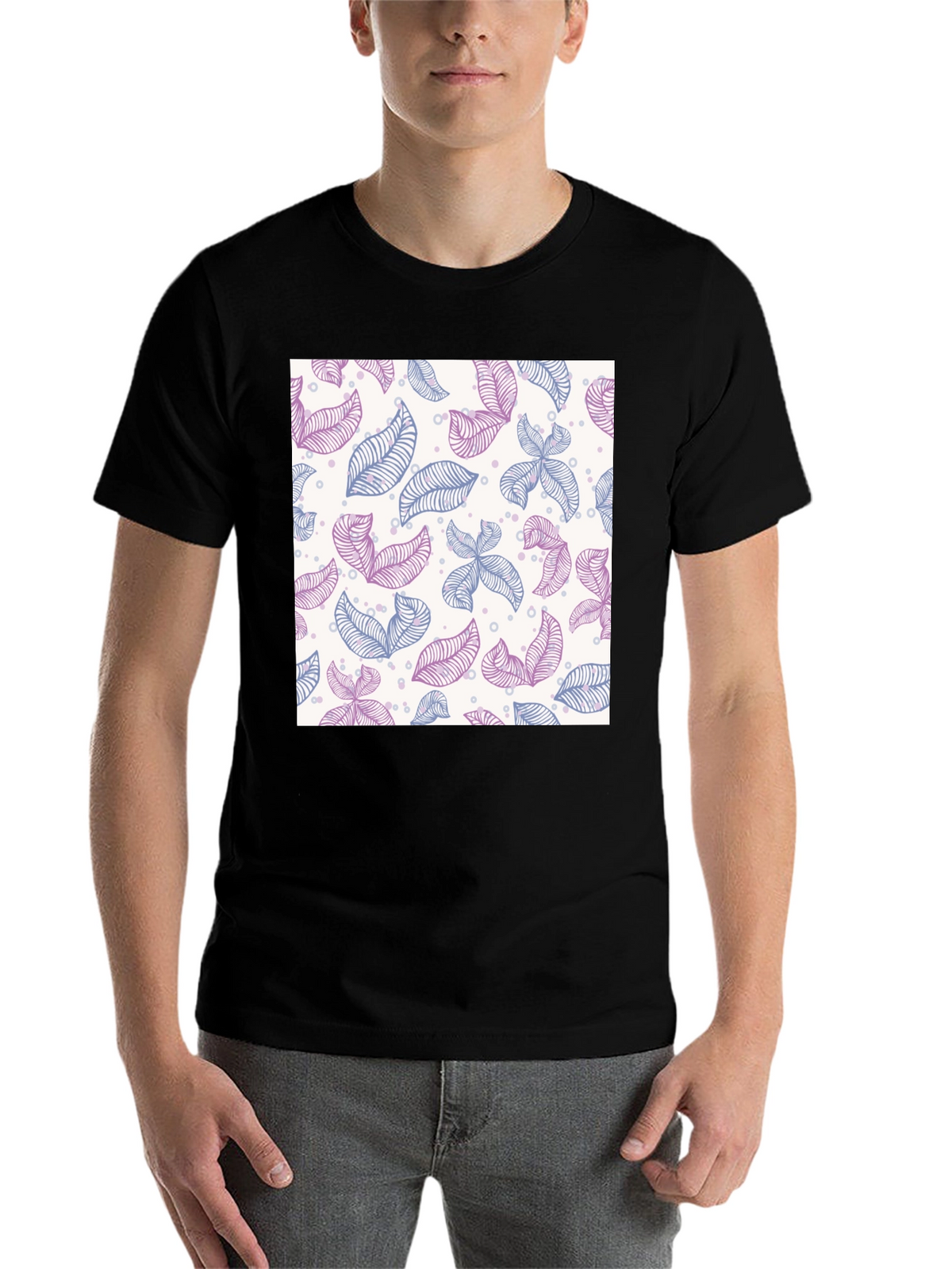 Leaf Pattern T-Shirt - Stylish Casual Wear