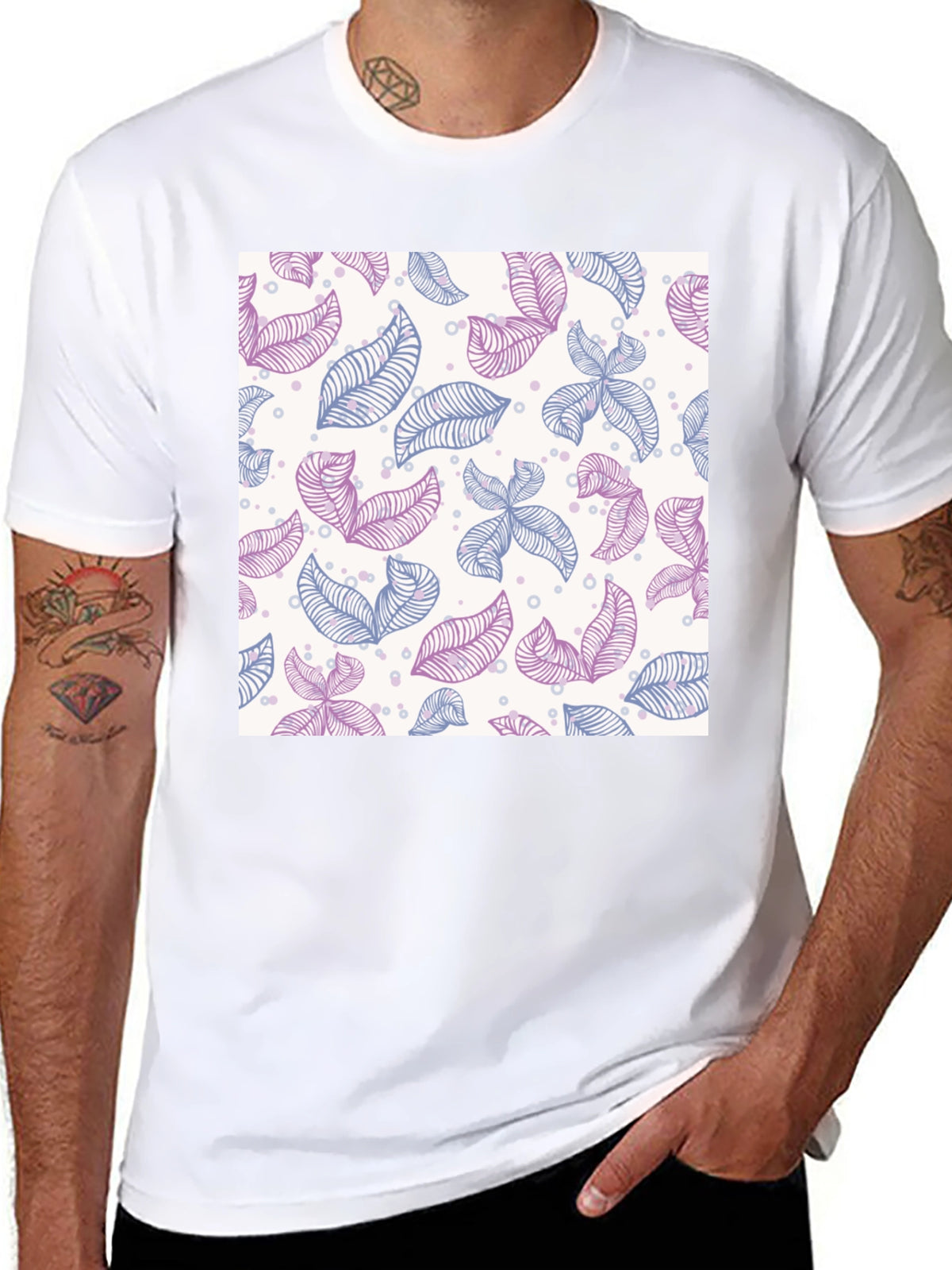 Leaf Pattern T-Shirt - Stylish Casual Wear