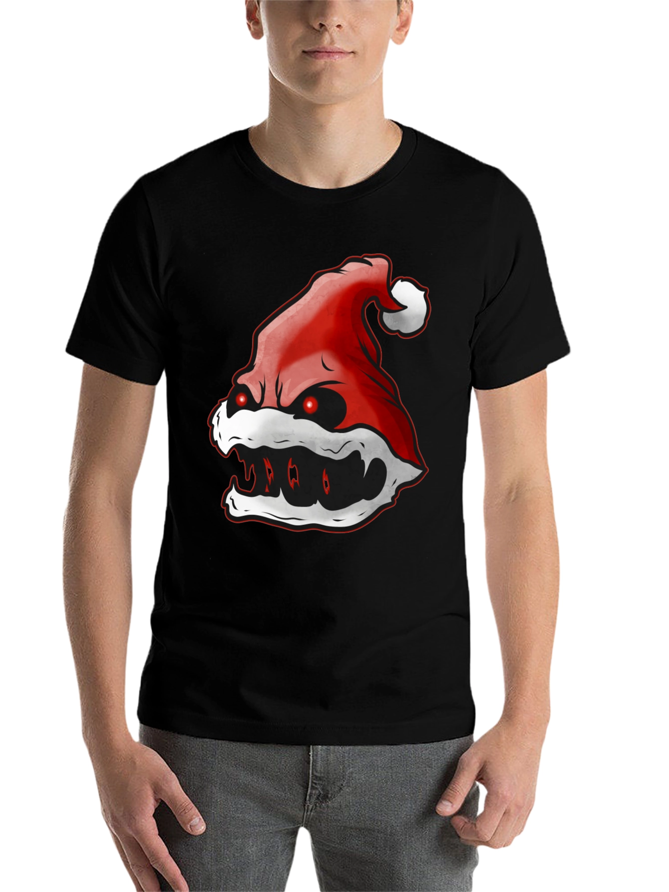 Evil Santa Hat Graphic T-Shirt - Holiday Horror