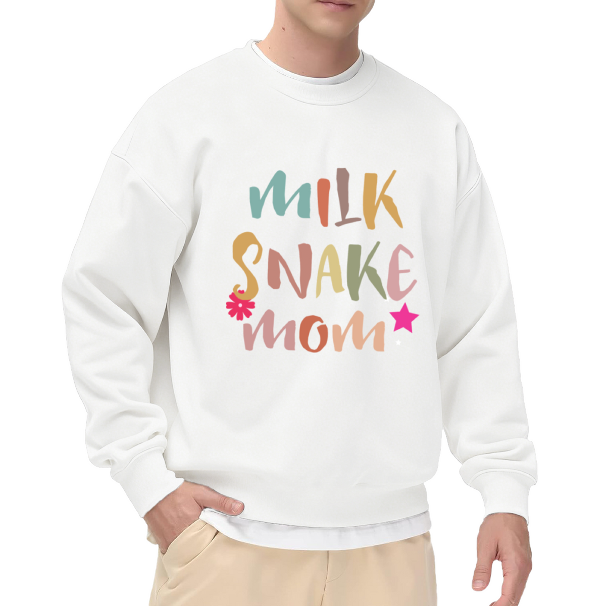 Milk Snake Mom Crewneck Sweatshirt - Reptile Mom Gift Pullover, Snake Owner Graphic, Cute Herpetology Top
