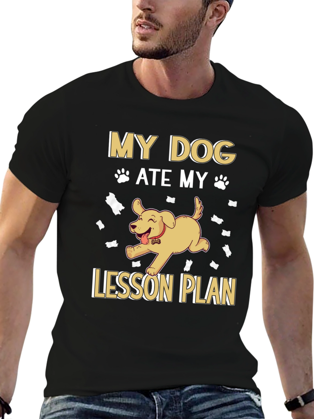 My Dog Ate My Lesson Plan Black T-Shirt
