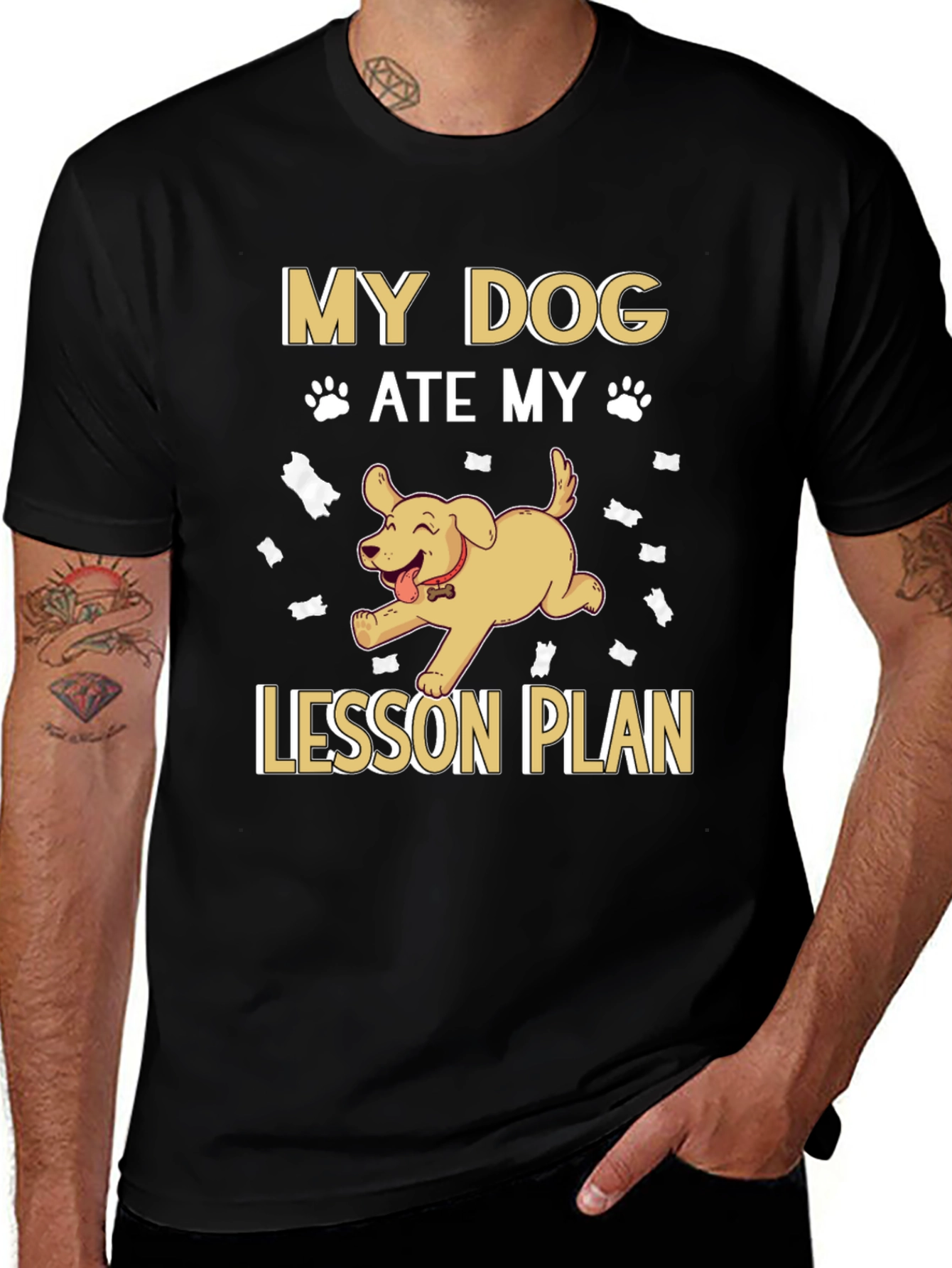 My Dog Ate My Lesson Plan Black T-Shirt