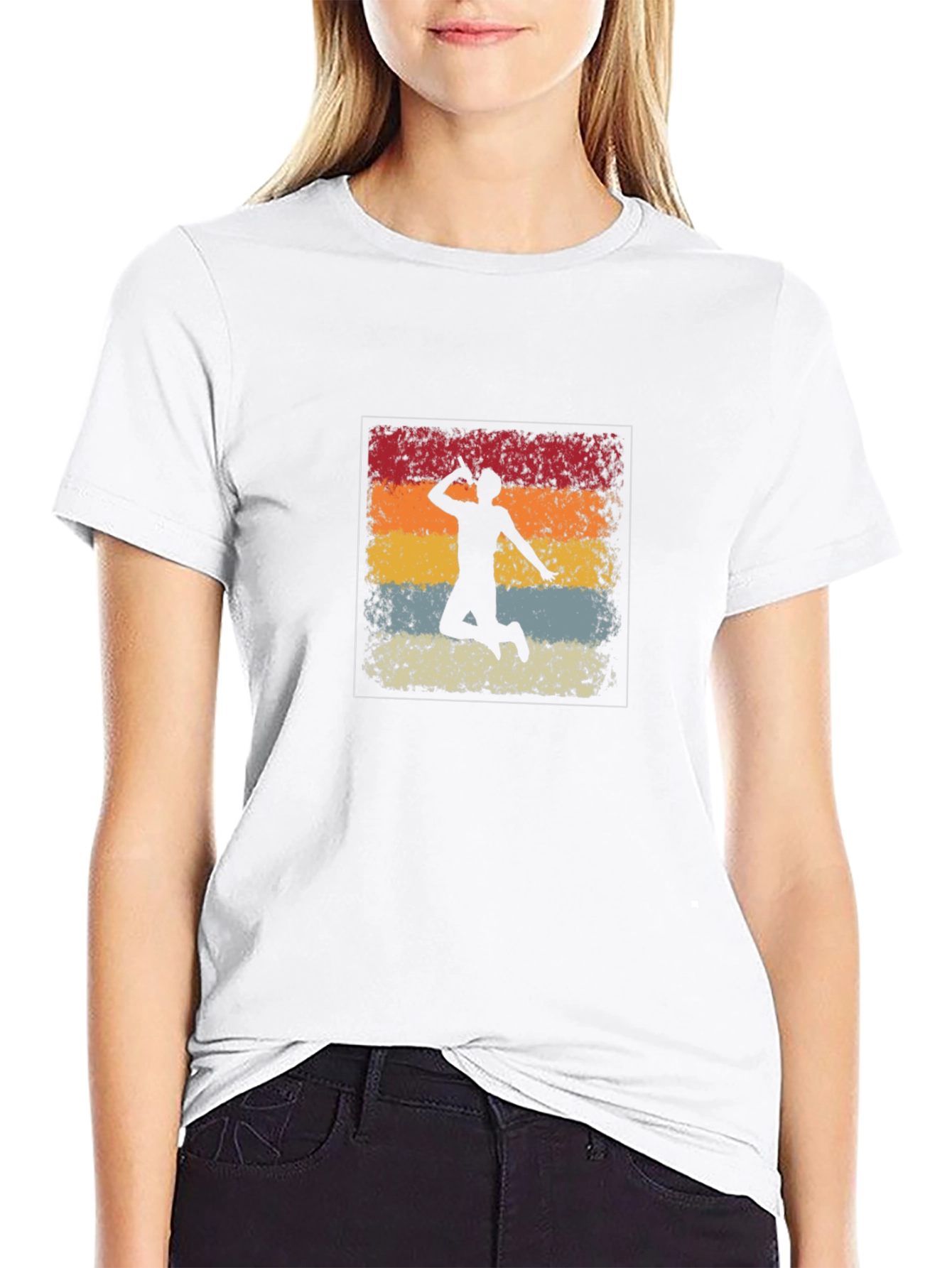 Retro Badminton Player Graphic Tee