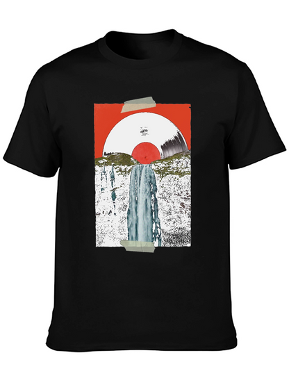 Abstract Vinyl Record Waterfall Graphic Tee