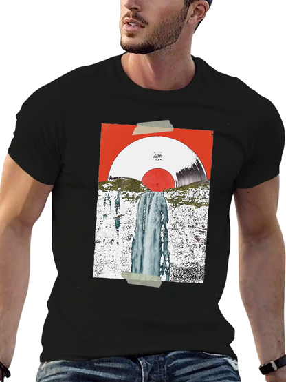 Abstract Vinyl Record Waterfall Graphic Tee