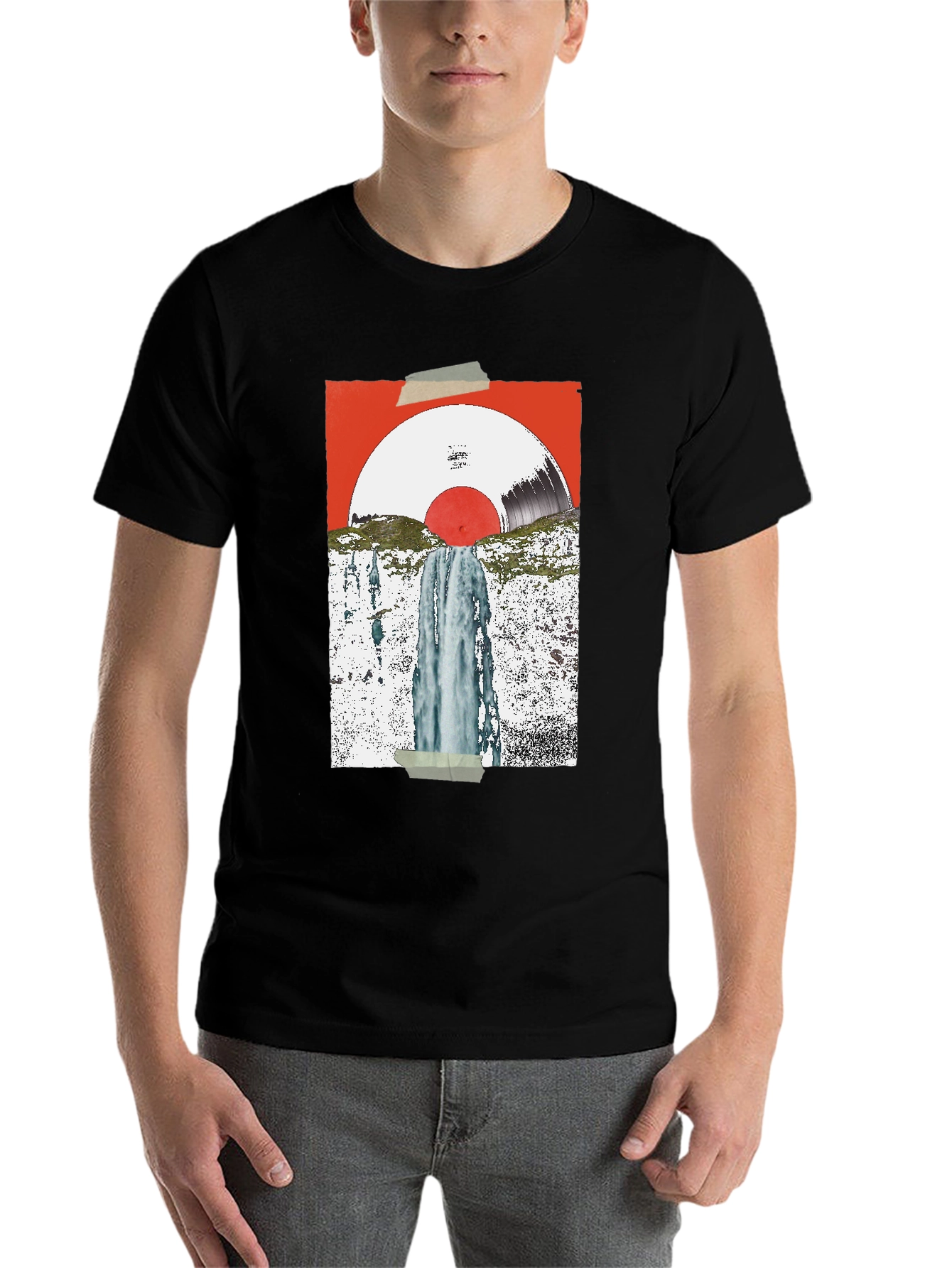 Abstract Vinyl Record Waterfall Graphic Tee