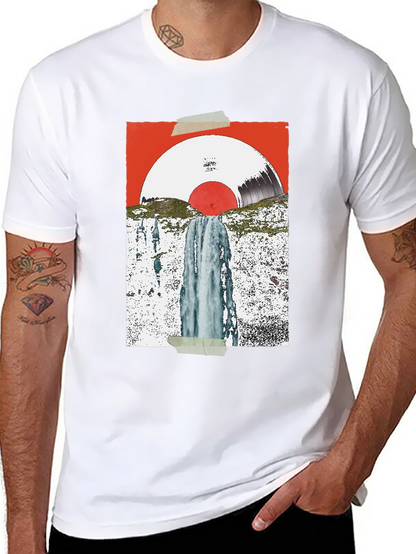 Abstract Vinyl Record Waterfall Graphic Tee