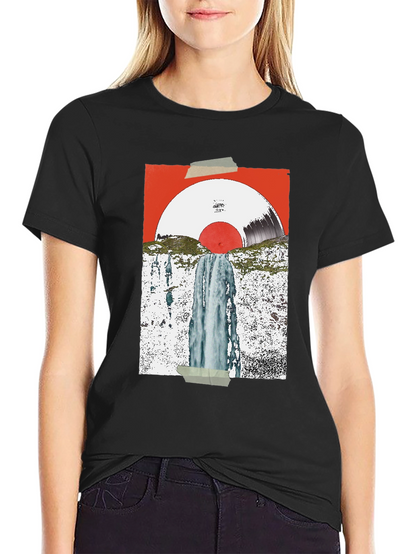 Abstract Vinyl Record Waterfall Graphic Tee
