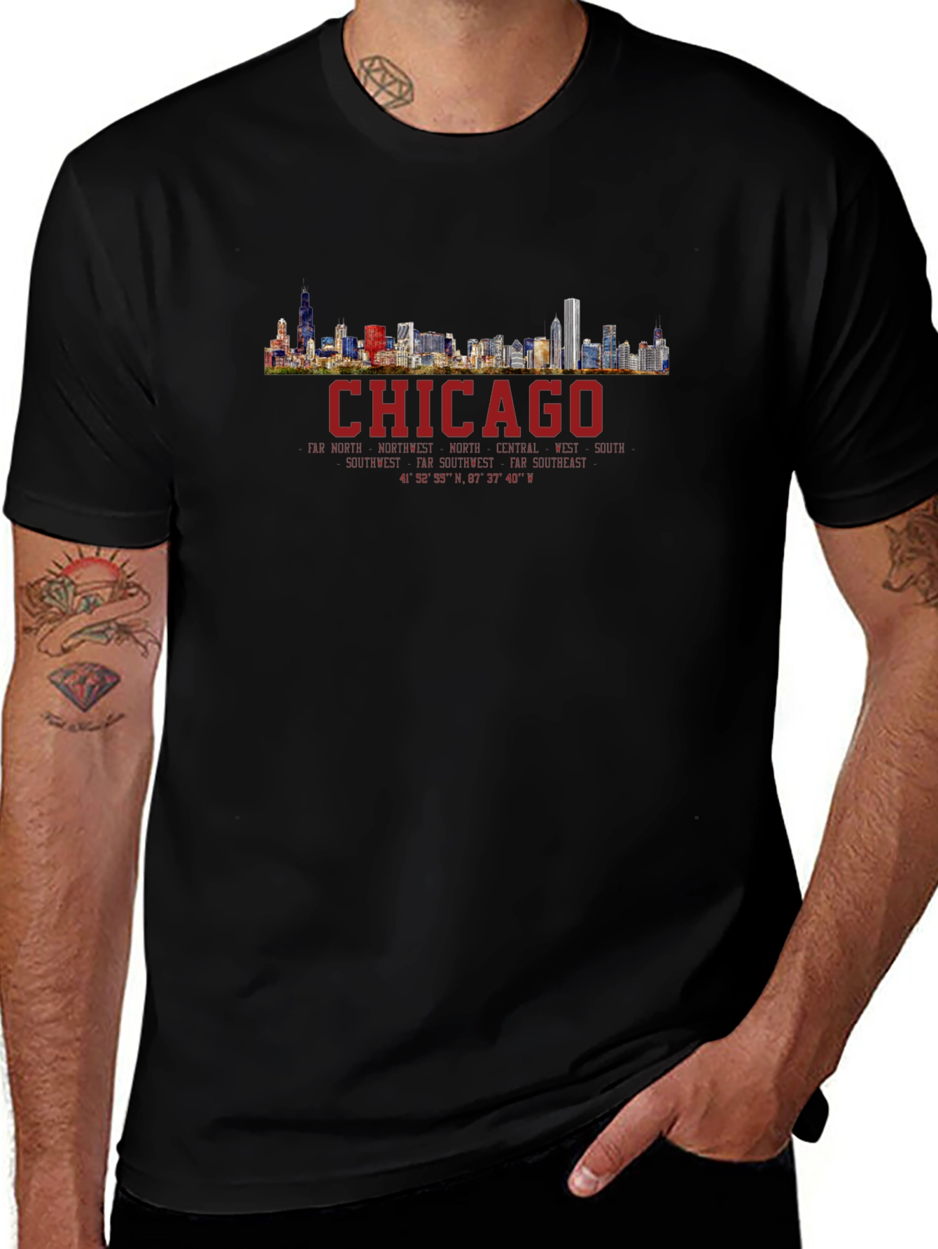 Chicago Skyline T-Shirt - Mens Black Graphic Tee