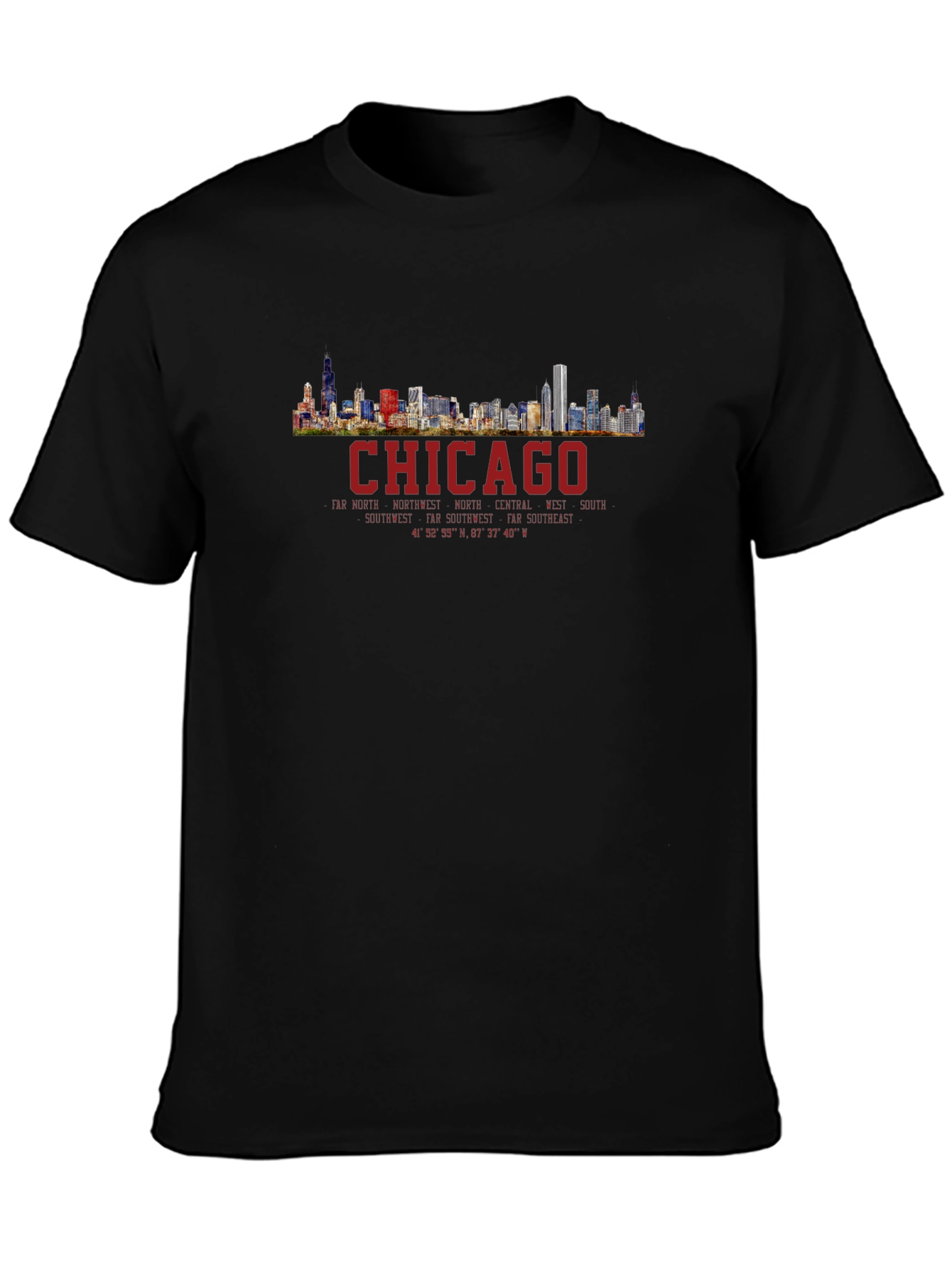 Chicago Skyline T-Shirt - Mens Black Graphic Tee