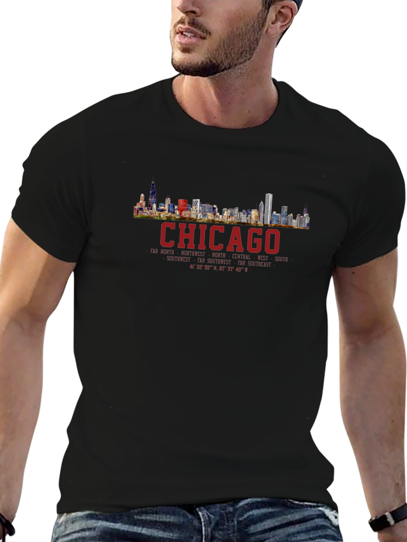Chicago Skyline T-Shirt - Mens Black Graphic Tee