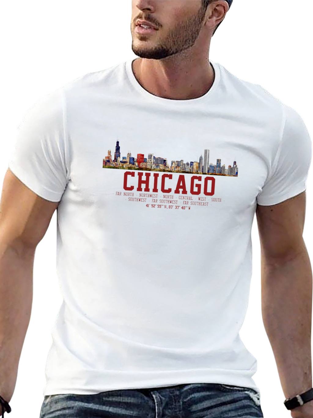 Chicago Skyline T-Shirt - Mens Black Graphic Tee