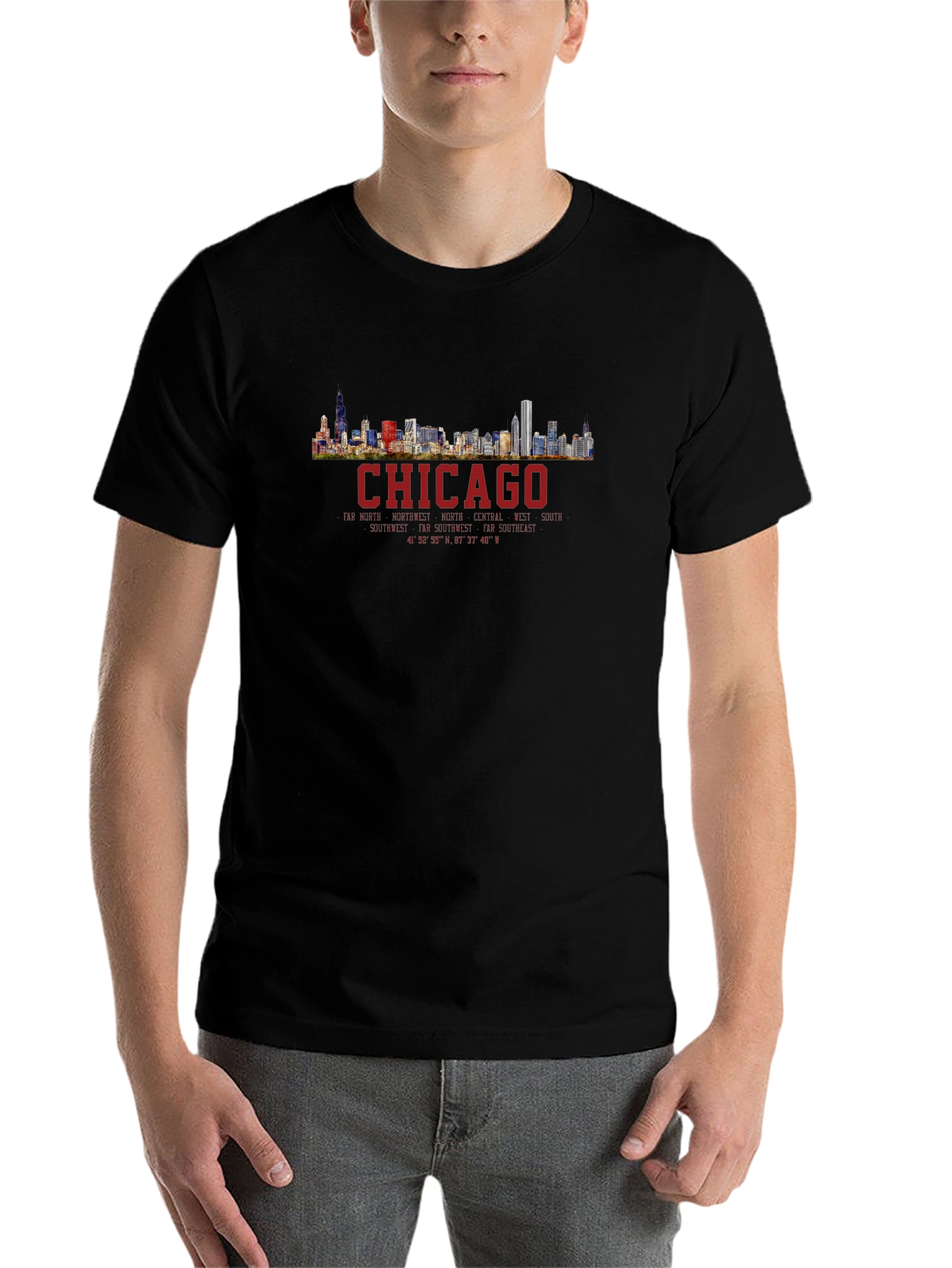 Chicago Skyline T-Shirt - Mens Black Graphic Tee