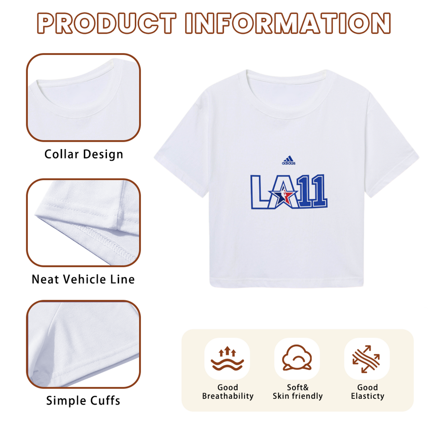 Classic LA Logo Print Cool Street?Style Women Cropped Top