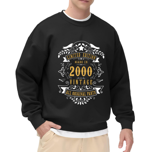 Limited Edition Vintage 2000 Retro Crest Crewneck Sweatshirt | All Original Parts Birth Year Pullover, Birthday Gift