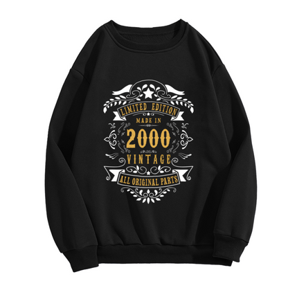 Limited Edition Vintage 2000 Retro Crest Crewneck Sweatshirt | All Original Parts Birth Year Pullover, Birthday Gift