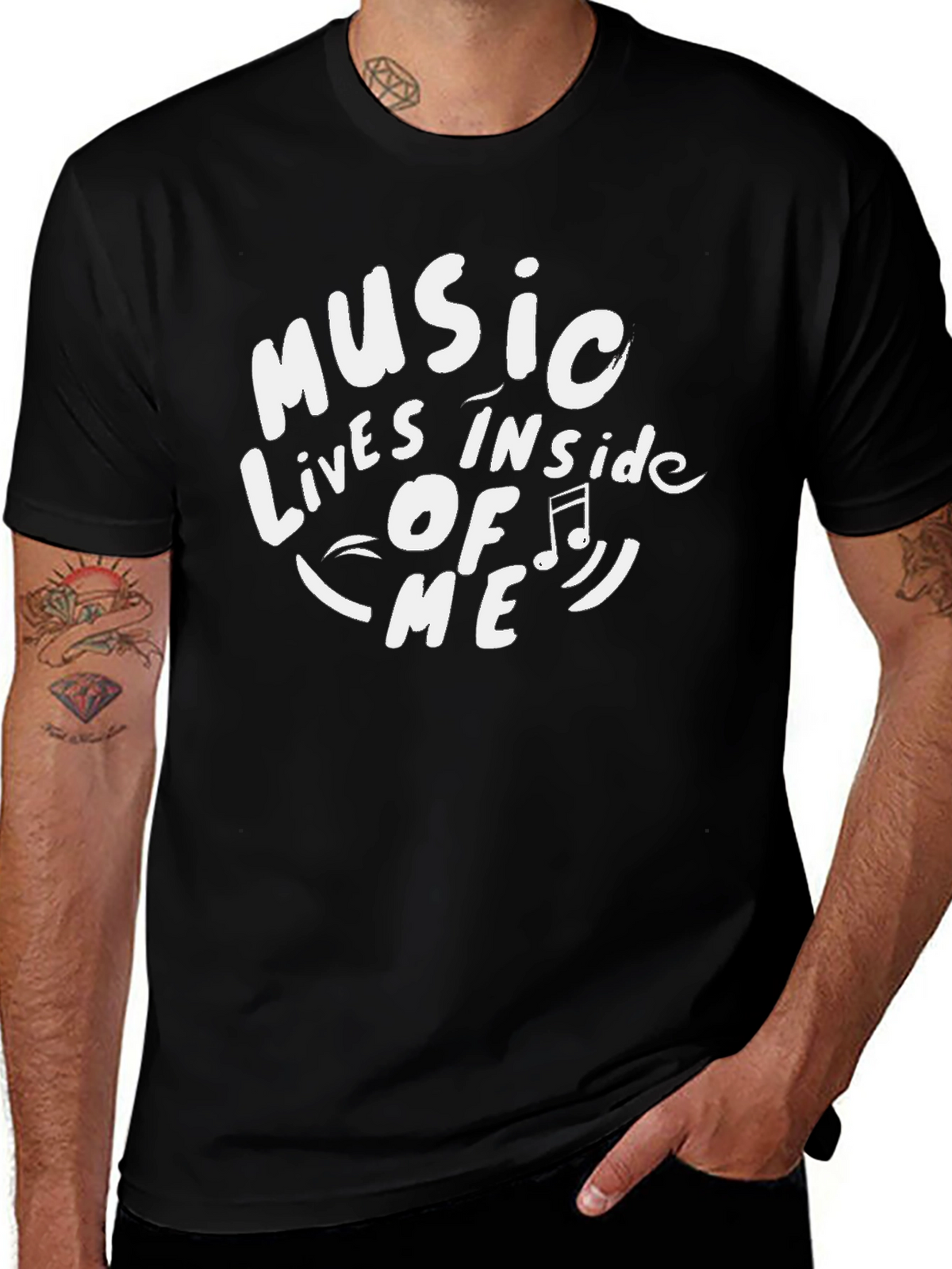 Music Inside Me Graphic Tee - Black Cotton T-Shirt