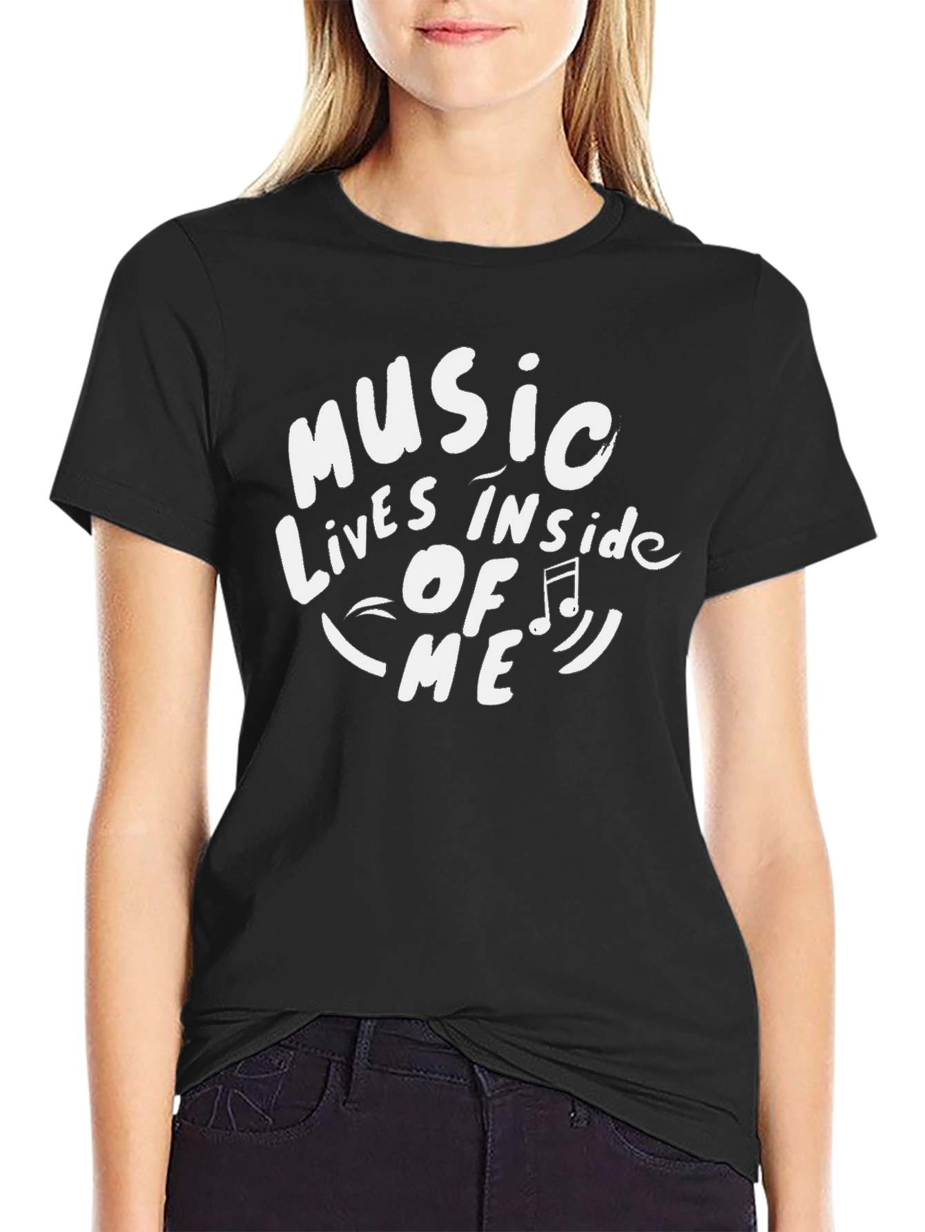 Music Inside Me Graphic Tee - Black Cotton T-Shirt