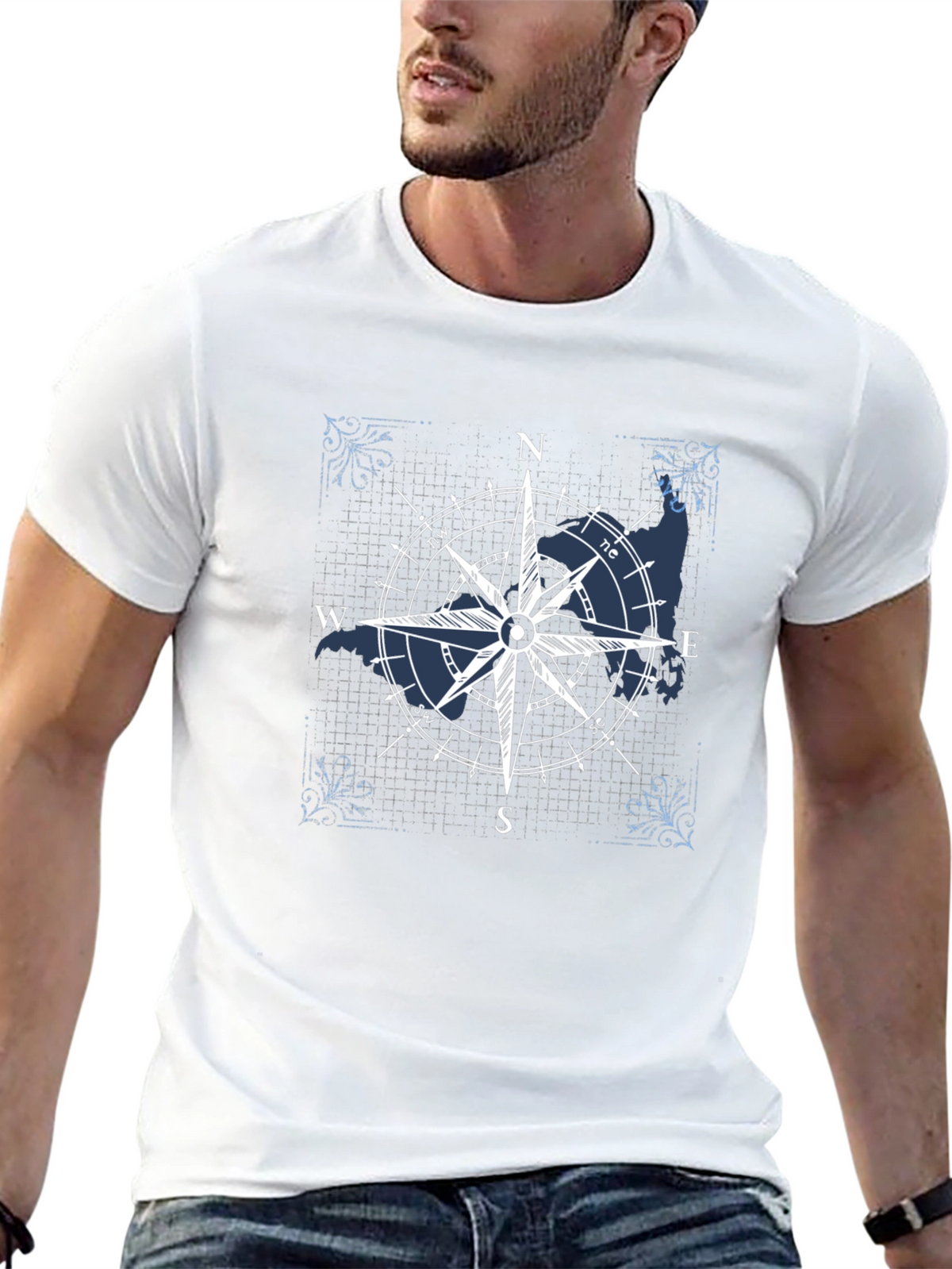 Compass Rose Graphic T-Shirt - Nautical Style