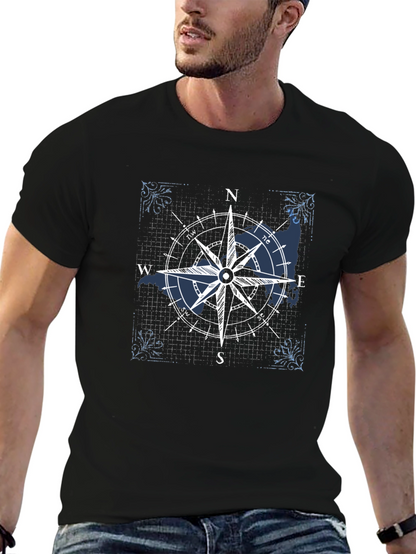 Compass Rose Graphic T-Shirt - Nautical Style