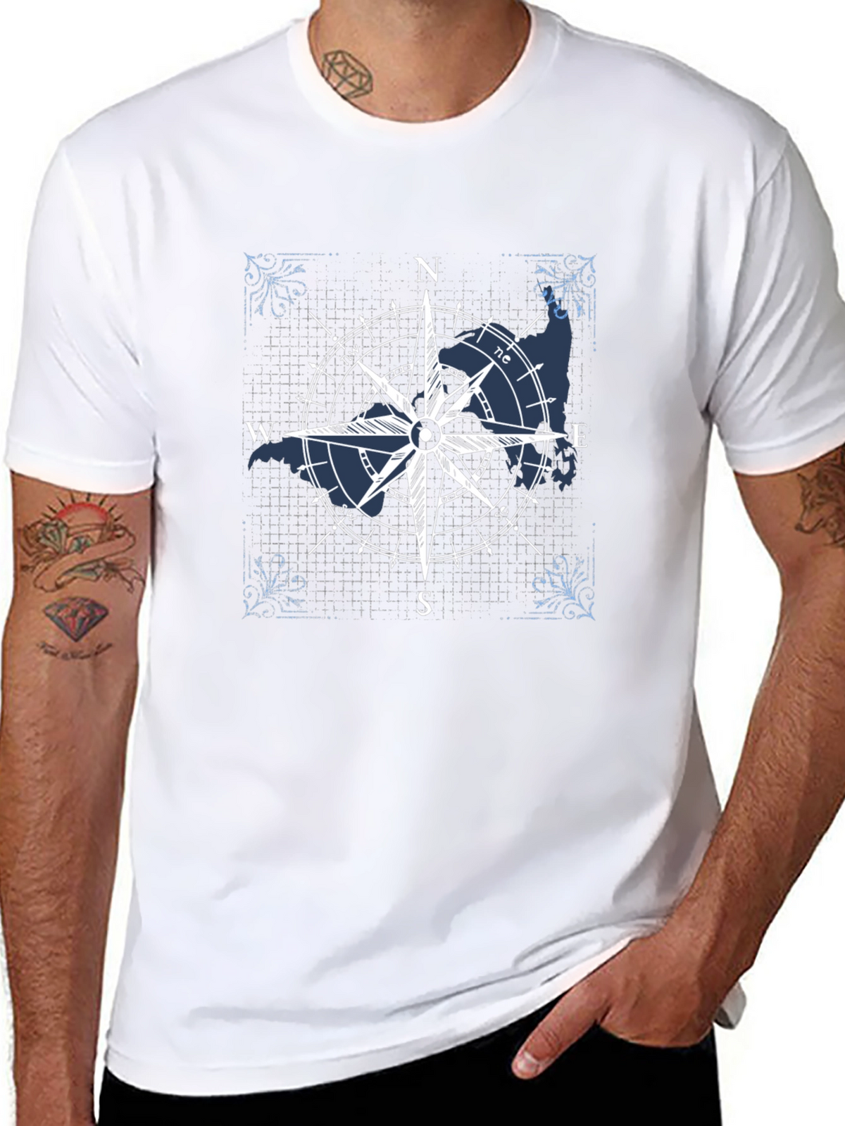 Compass Rose Graphic T-Shirt - Nautical Style