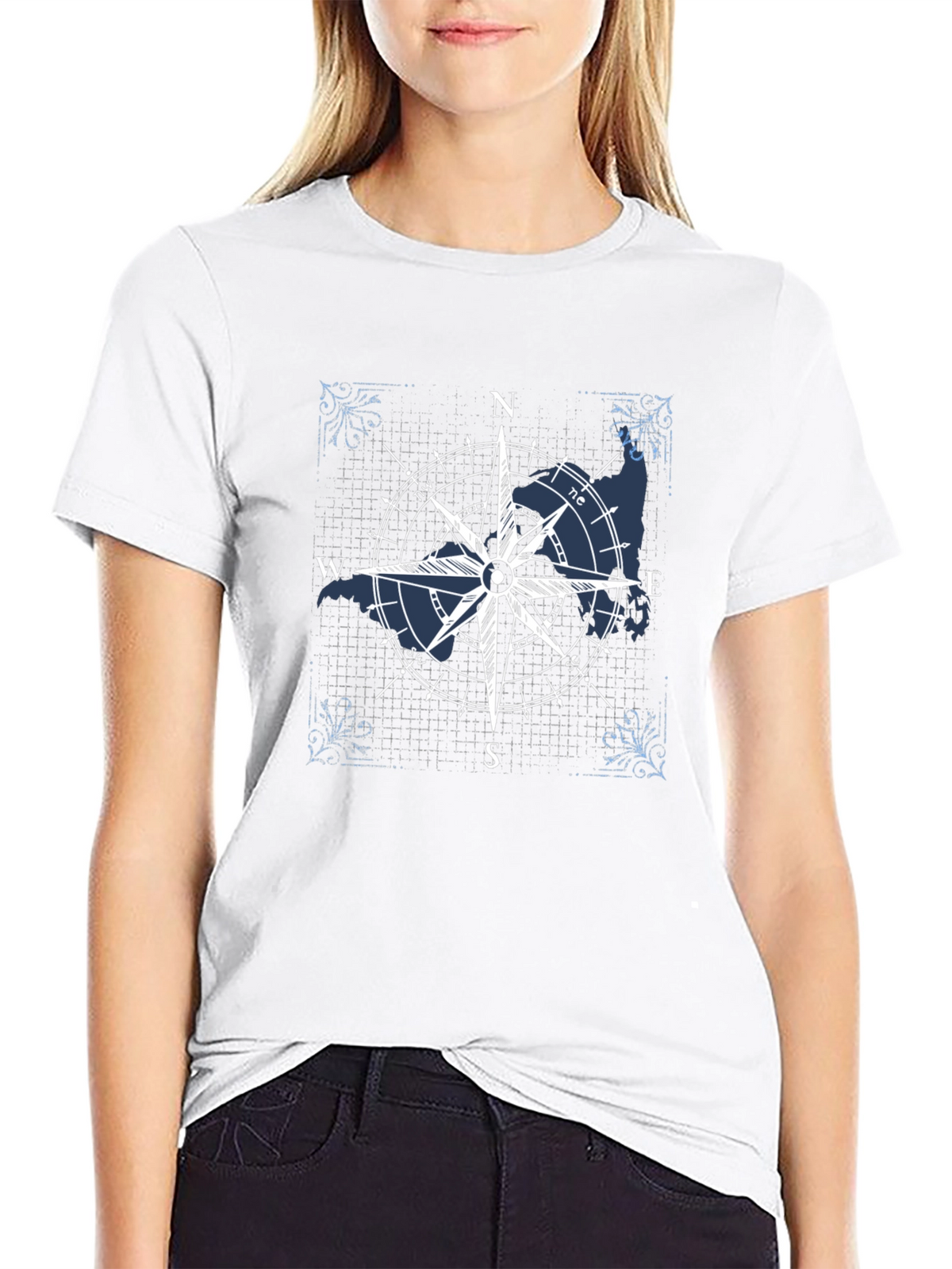 Compass Rose Graphic T-Shirt - Nautical Style