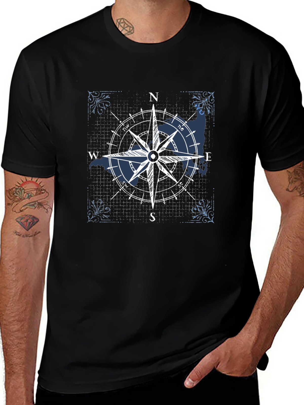 Compass Rose Graphic T-Shirt - Nautical Style