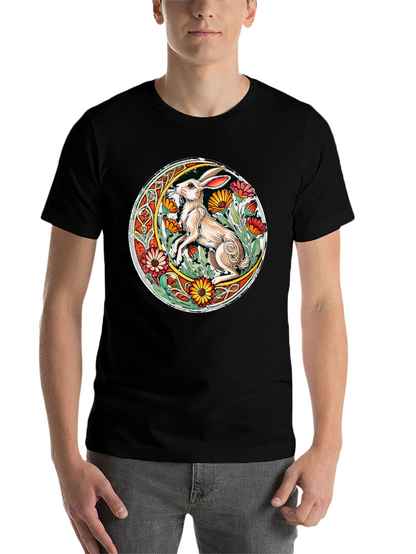 Celtic Hare Flower Circle Graphic T-Shirt