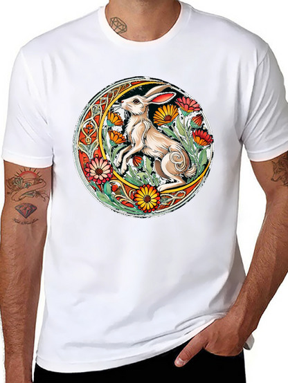 Celtic Hare Flower Circle Graphic T-Shirt