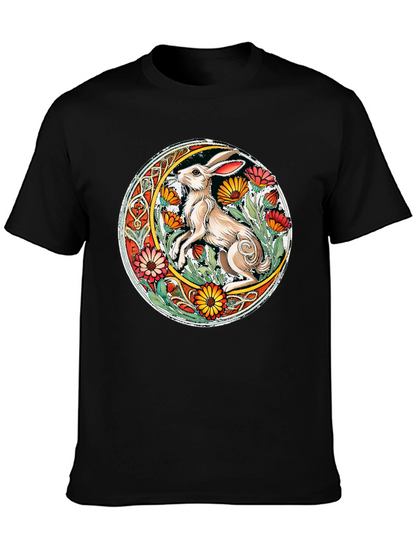 Celtic Hare Flower Circle Graphic T-Shirt