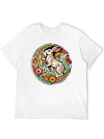 Celtic Hare Flower Circle Graphic T-Shirt