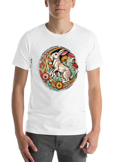 Celtic Hare Flower Circle Graphic T-Shirt