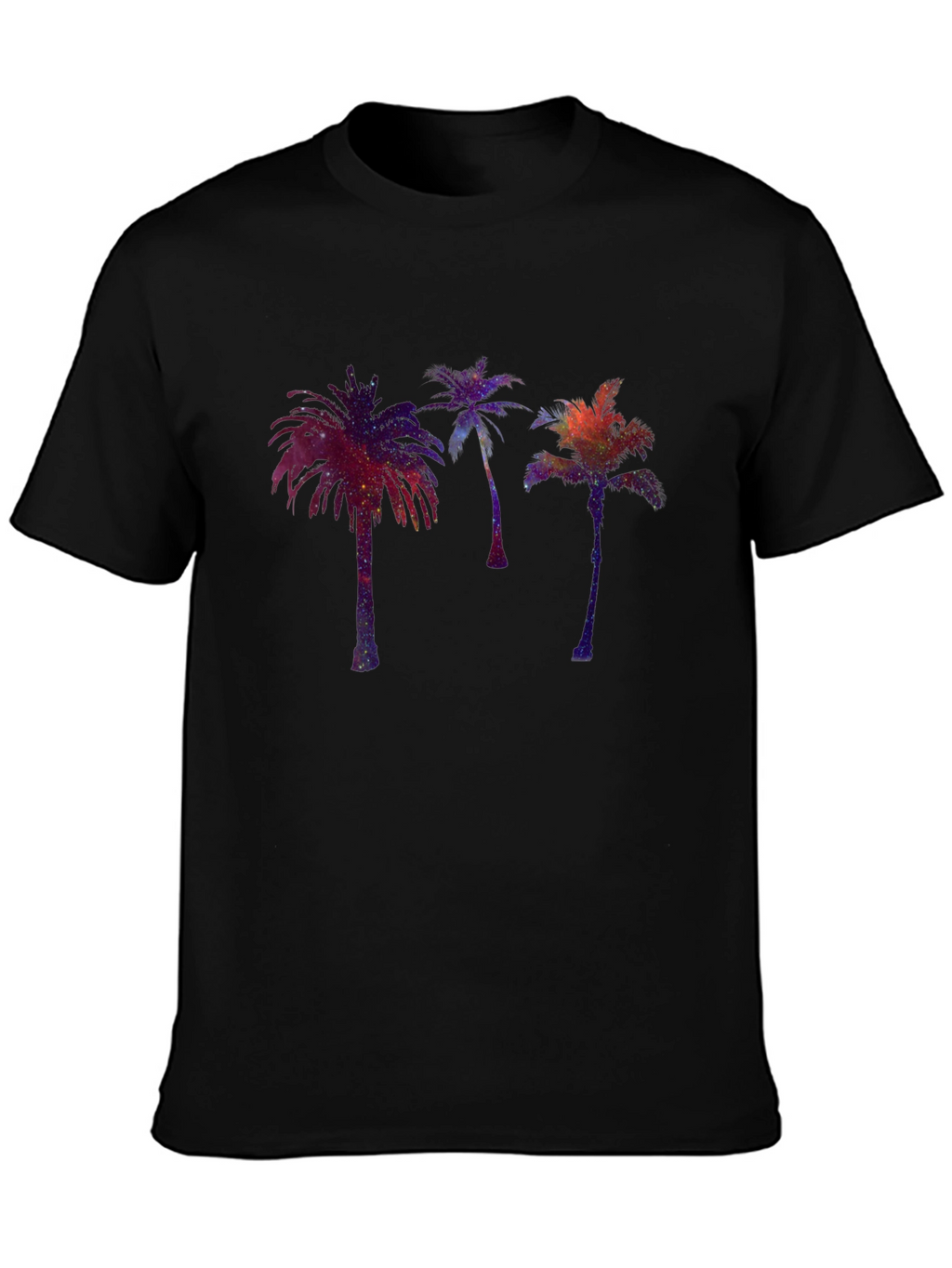 Cosmic Palm Tree Graphic Black T-Shirt