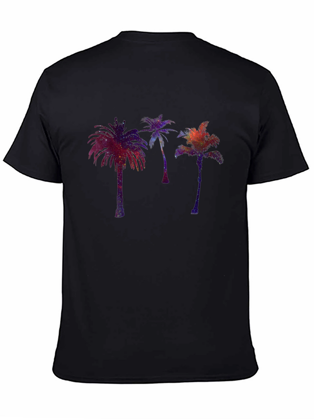 Cosmic Palm Tree Graphic Black T-Shirt