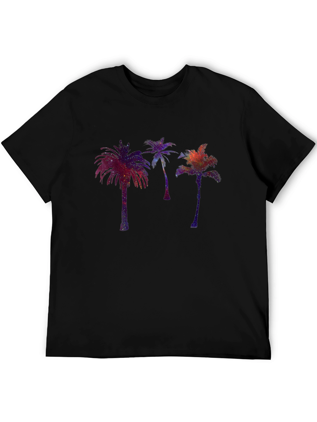 Cosmic Palm Tree Graphic Black T-Shirt