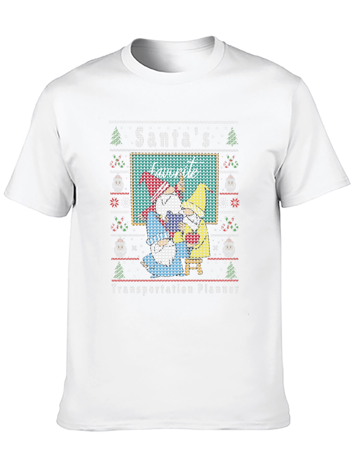 Santas Favorite Transportation Planner Ugly Christmas T-Shirt